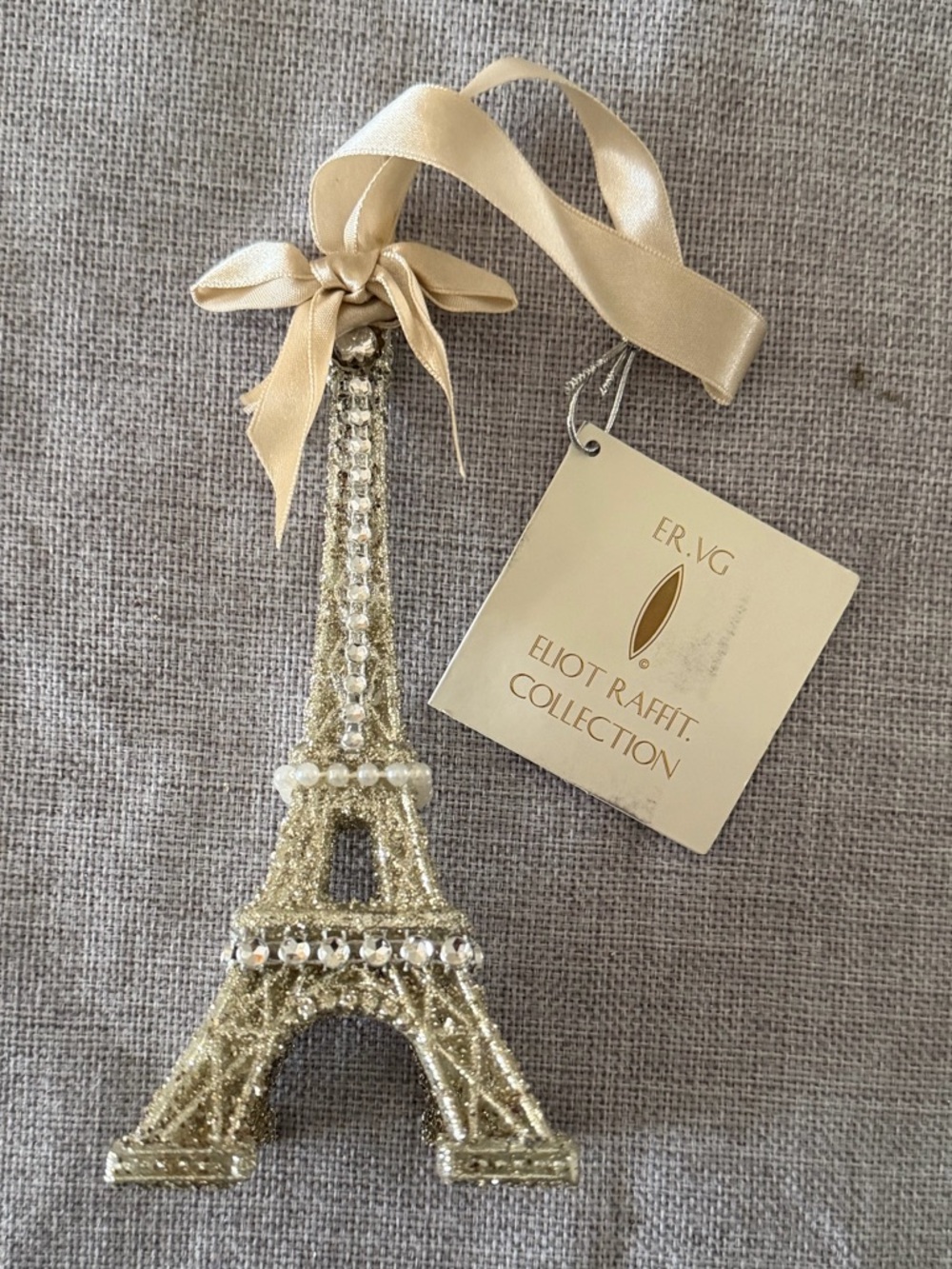 Kurt Adler Eiffel Tower Ornament Champagne Gold Eliot Raffit Collection Paris